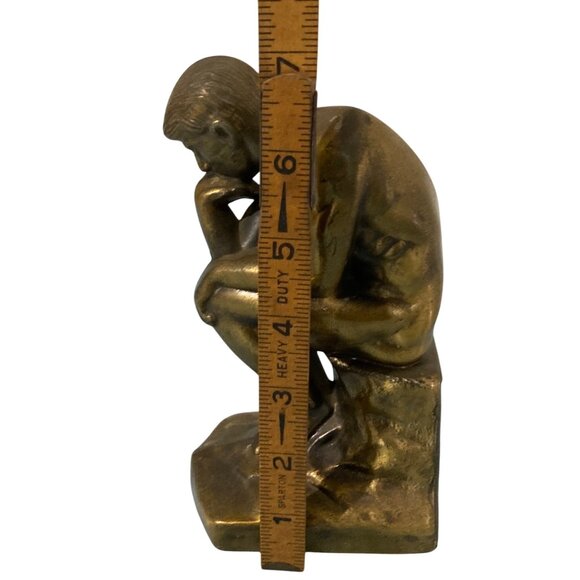 Rodin’s The Thinker Sculpture Bronzed Metal 1928 Statement Bookend Figurine - Picture 6 of 6